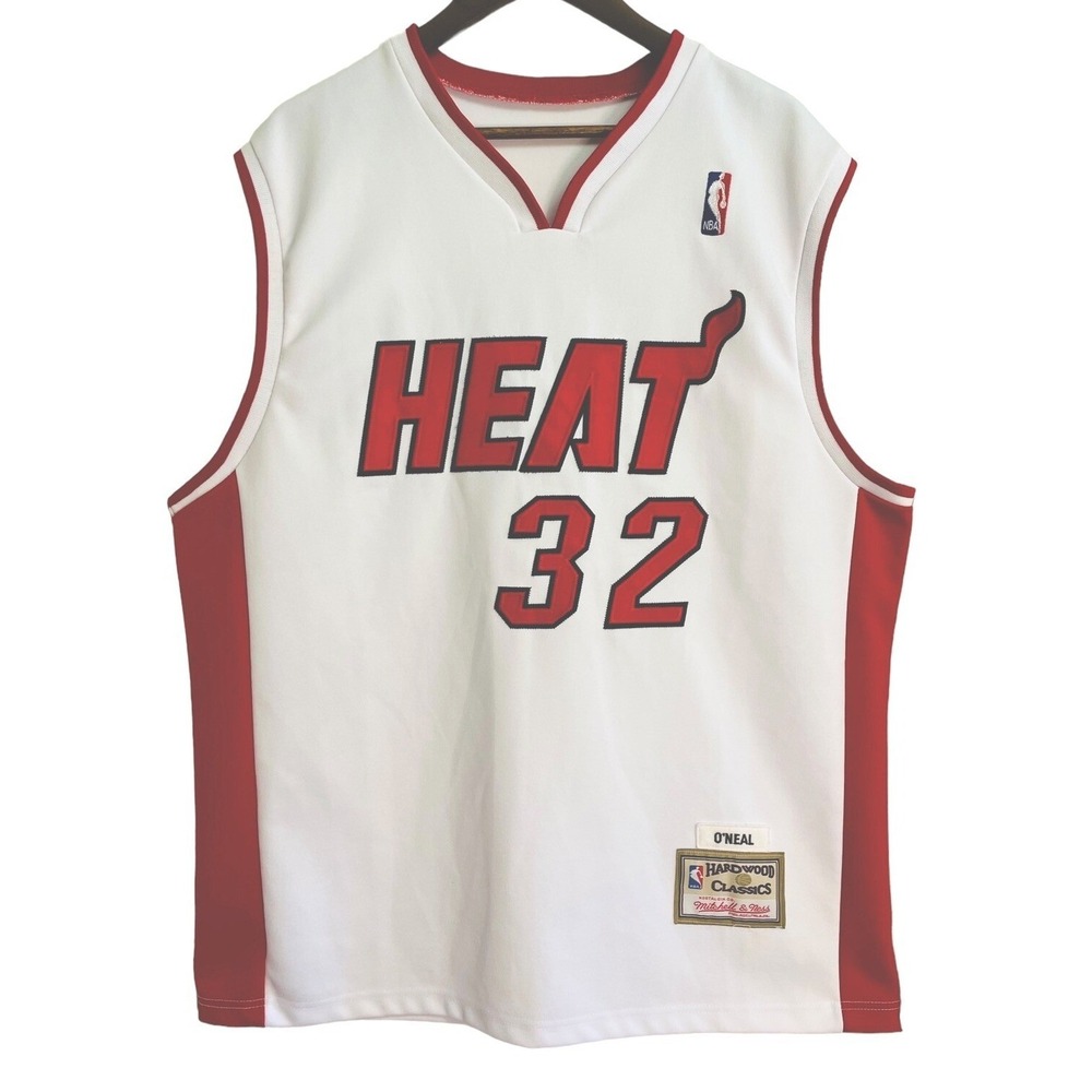Vintage Mitchell & Ness Miami Heat Jersey Mens XL White Shaquille O'Neal 32